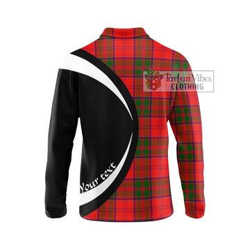 Grant Modern Tartan Long Sleeve Polo Shirt with Family Crest Circle Style