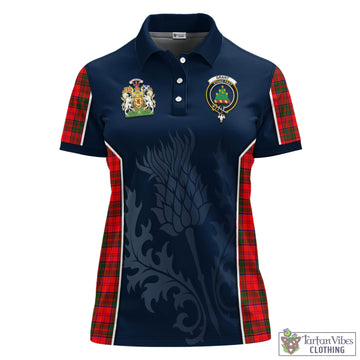 Grant Modern Tartan Women's Polo Shirt with Family Crest and Scottish Thistle Vibes Sport Style