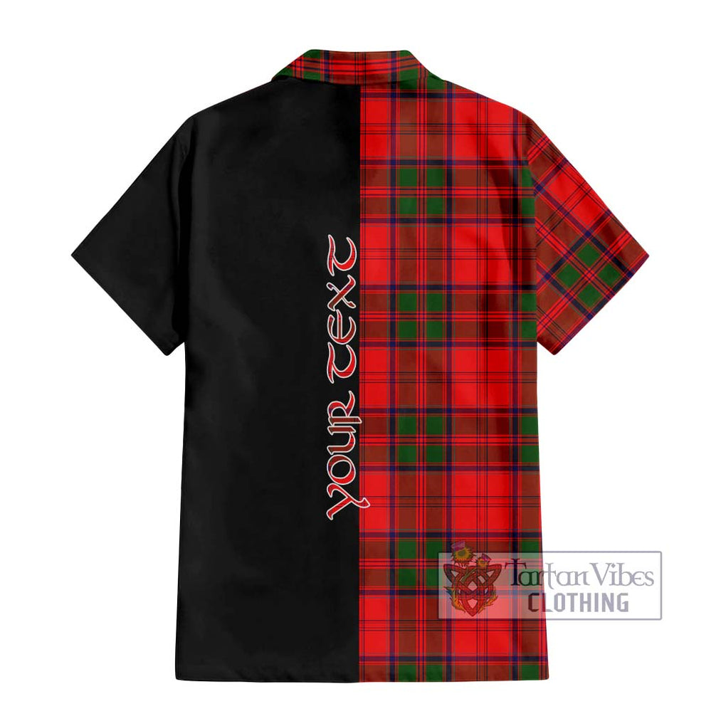 Grant Modern Tartan Short Sleeve Button Shirt with Family Crest and Half Of Me Style - Tartanvibesclothing Shop