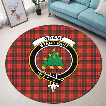 Grant Modern Tartan Round Rug with Family Crest