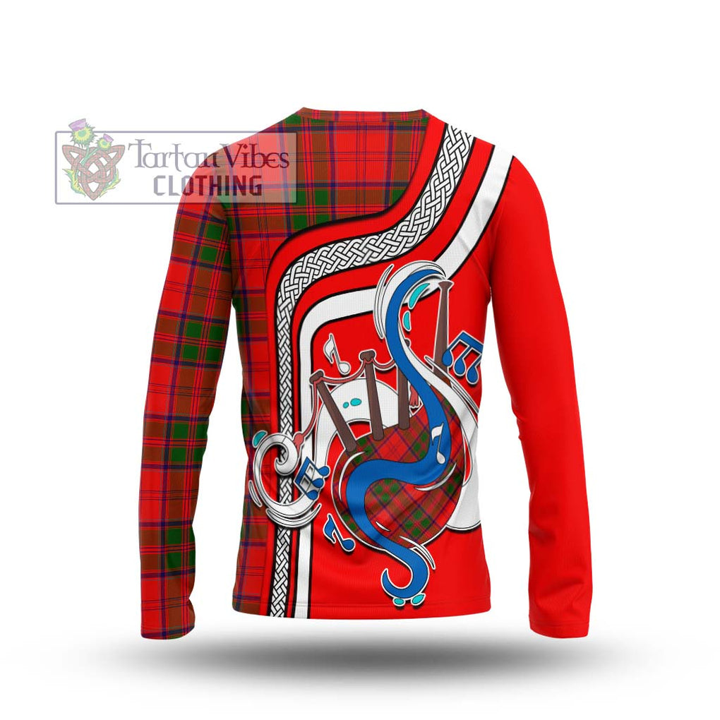 Tartan Vibes Clothing Grant Modern Tartan Long Sleeve T-Shirt with Epic Bagpipe Style