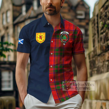 Grant Modern Tartan Short Sleeve Button Shirt Alba with Scottish Lion Royal Arm Half Style