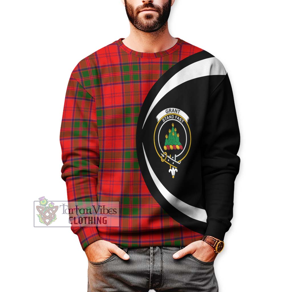 Grant Modern Tartan Sweatshirt with Family Crest Circle Style - Tartan Vibes Clothing