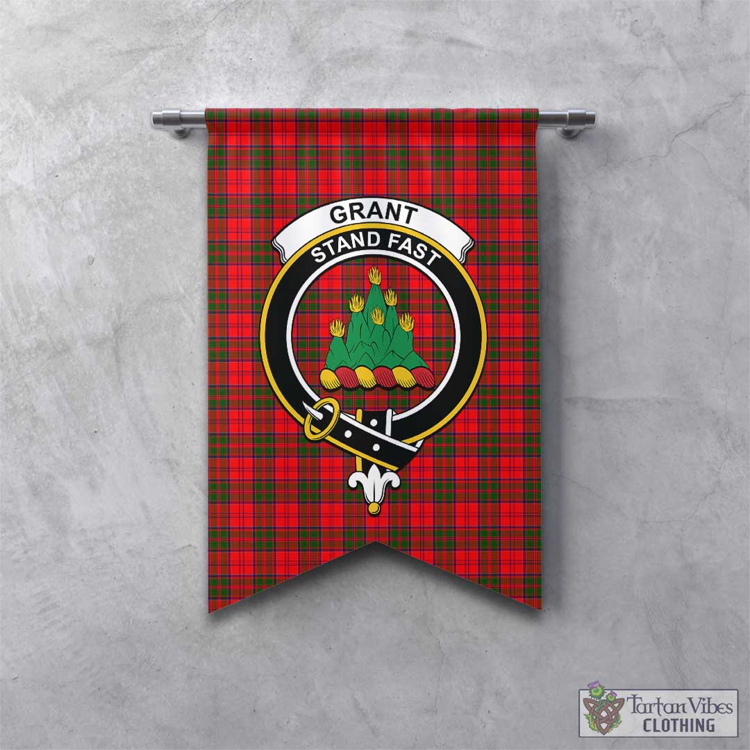 Tartan Vibes Clothing Grant Modern Tartan Gonfalon, Tartan Banner with Family Crest