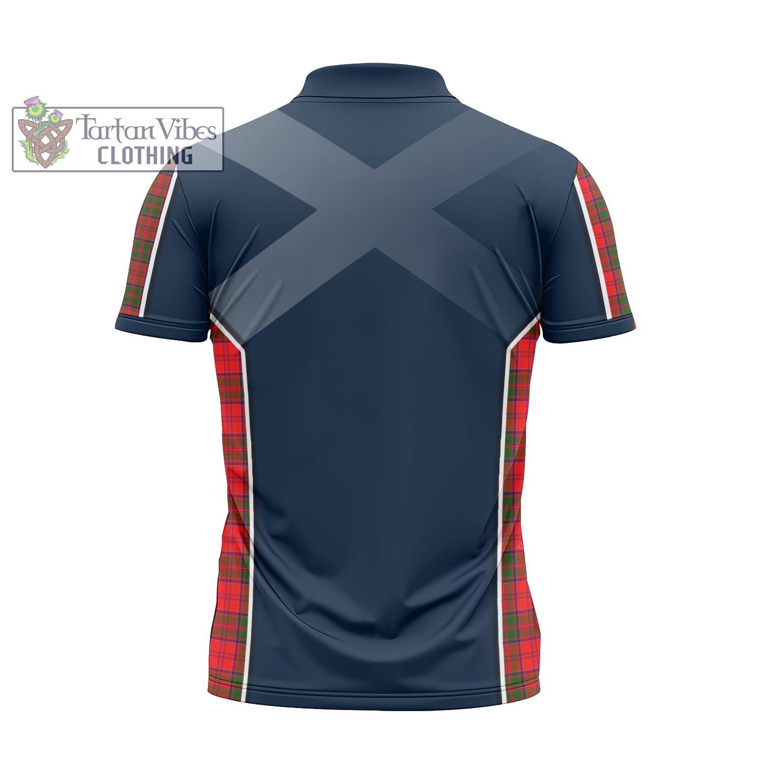 Tartan Vibes Clothing Grant Modern Tartan Zipper Polo Shirt with Family Crest and Scottish Thistle Vibes Sport Style