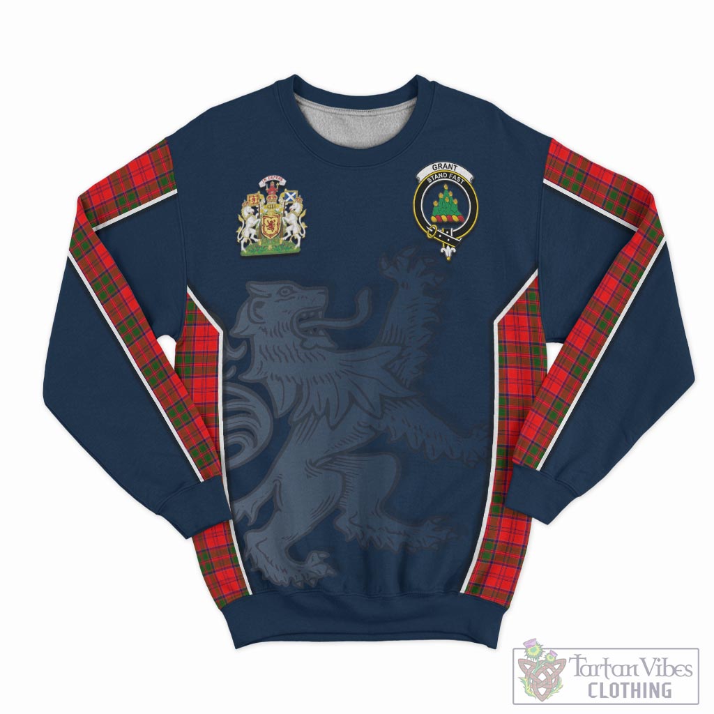 Tartan Vibes Clothing Grant Modern Tartan Sweater with Family Crest and Lion Rampant Vibes Sport Style