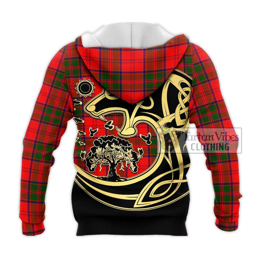 Grant Modern Tartan Knitted Hoodie with Family Crest Celtic Wolf Style - Tartan Vibes Clothing