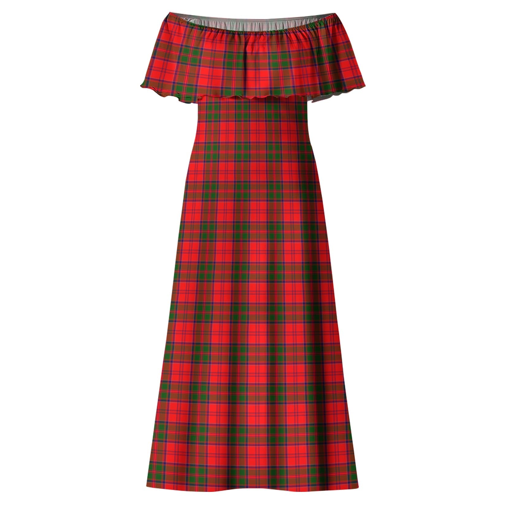 Grant Modern Tartan Off Shoulder Long Dress - Tartanvibesclothing