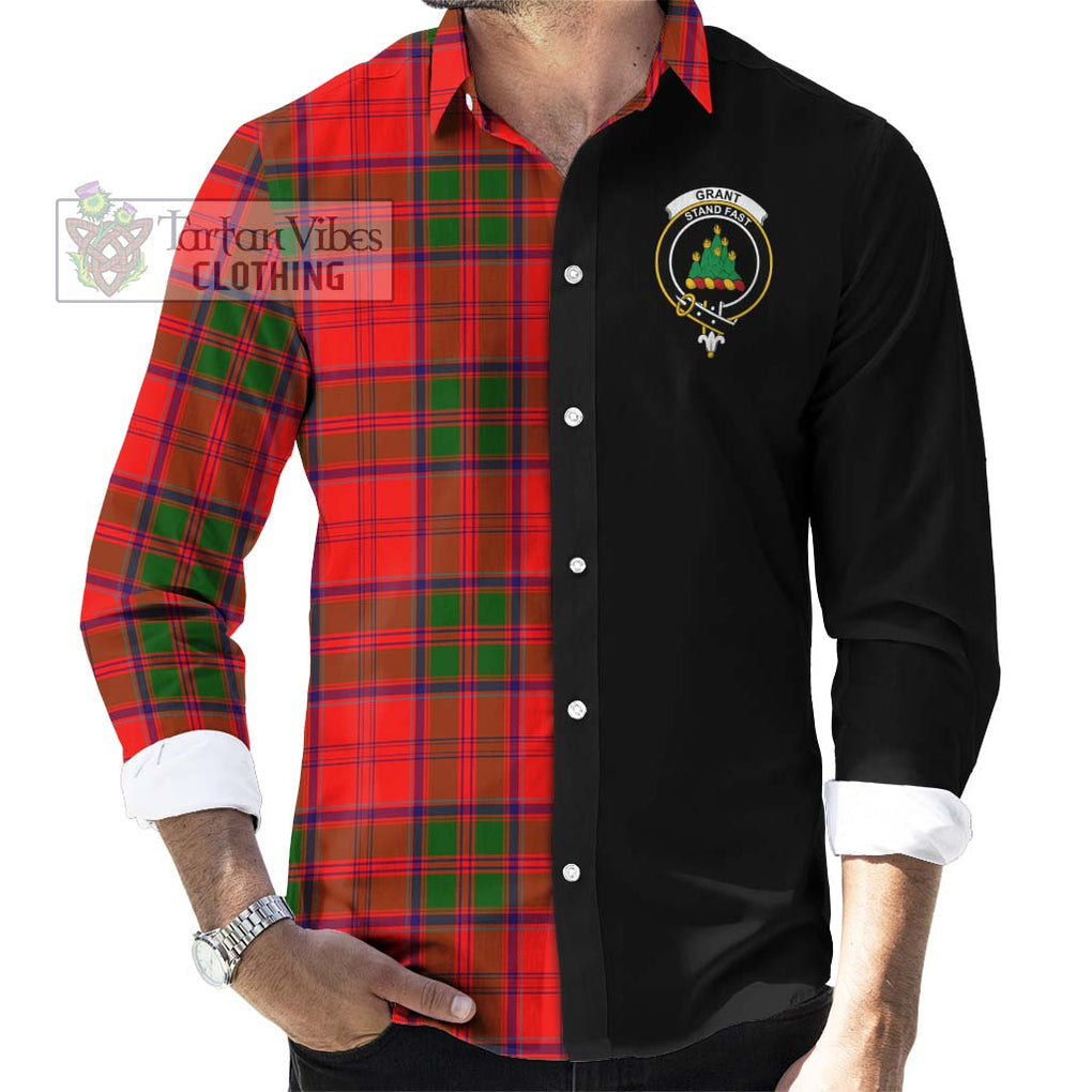 Grant Modern Tartan Long Sleeve Button Shirt with Family Crest and Half Of Me Style - Tartanvibesclothing Shop