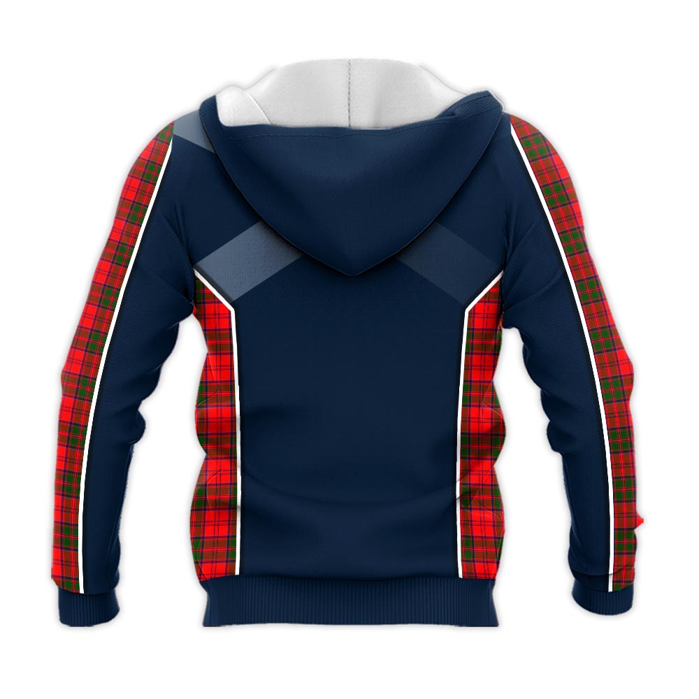 Tartan Vibes Clothing Grant Modern Tartan Knitted Hoodie with Family Crest and Scottish Thistle Vibes Sport Style