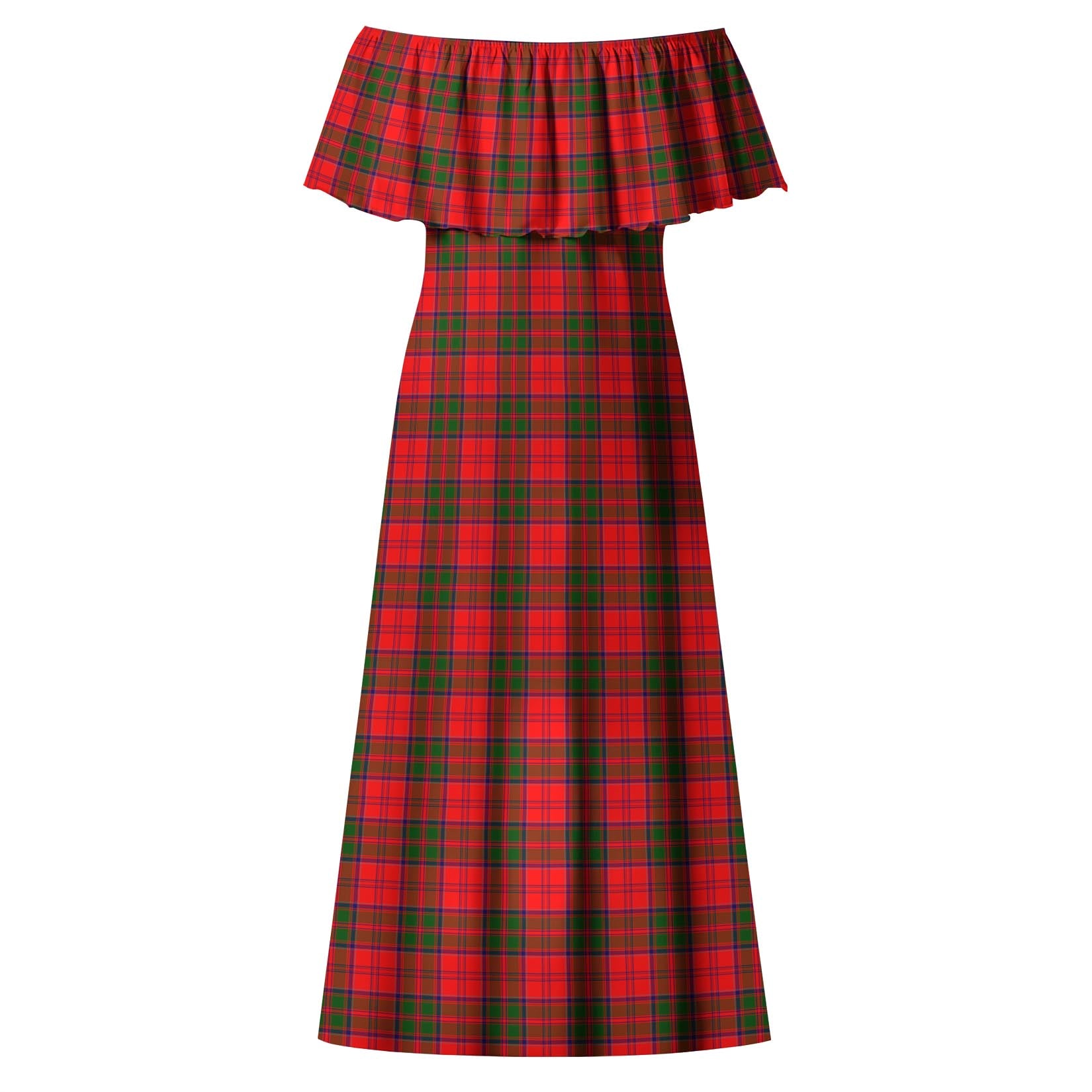 Grant Modern Tartan Off Shoulder Long Dress - Tartanvibesclothing