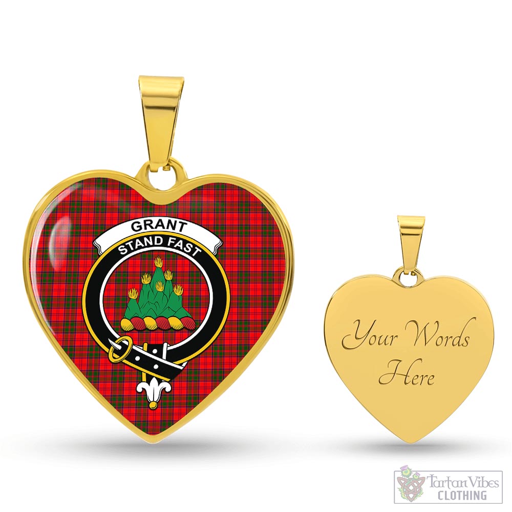 Tartan Vibes Clothing Grant Modern Tartan Heart Necklace with Family Crest