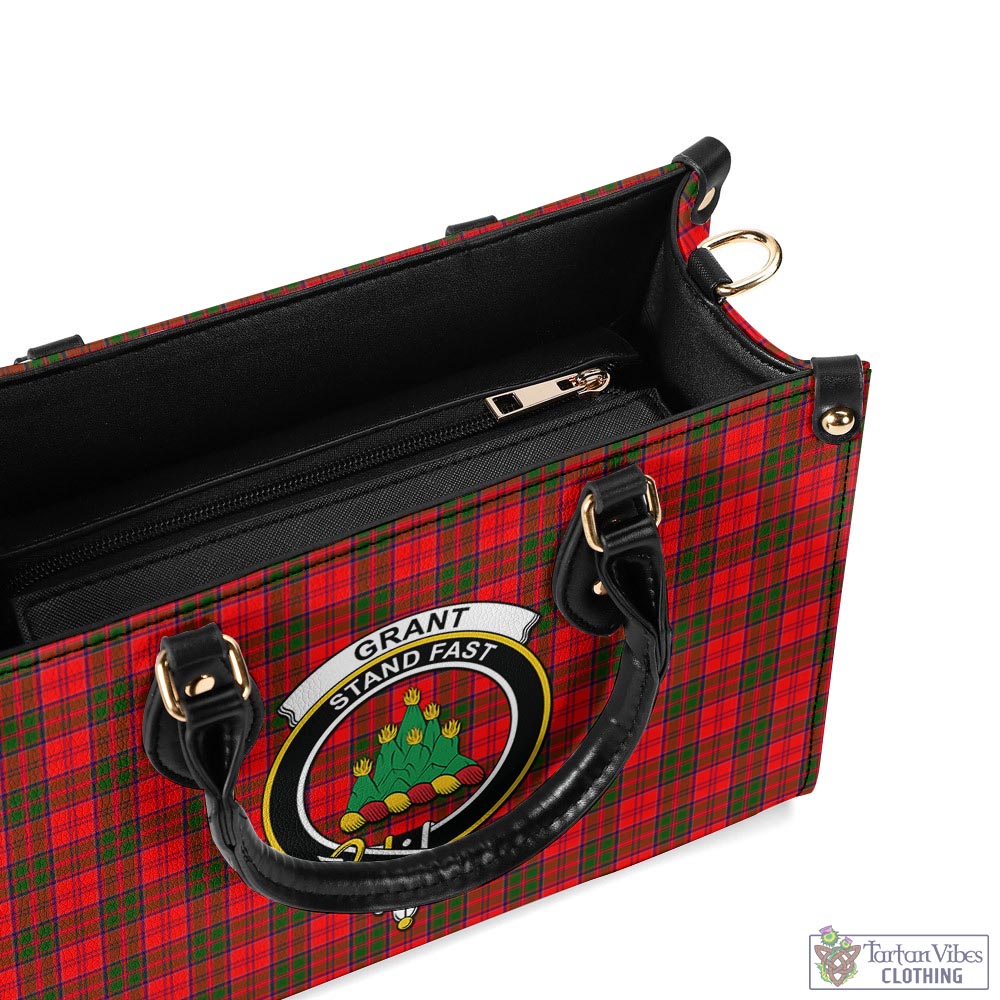 Tartan Vibes Clothing Grant Modern Tartan Luxury Leather Handbags with Family Crest