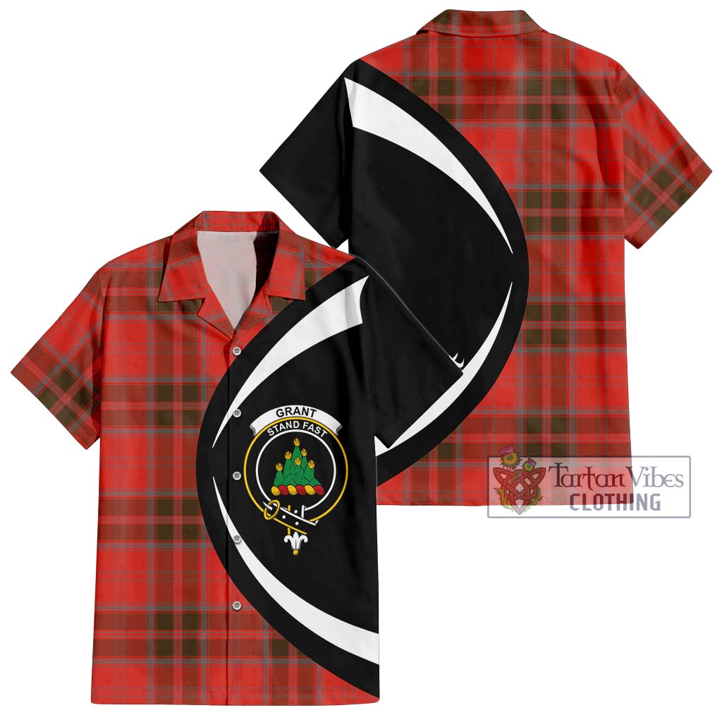 Grant Weathered Tartan Short Sleeve Button Up with Family Crest Circle Style Kid - Tartan Vibes Clothing