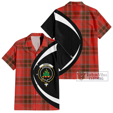 Grant Weathered Tartan Short Sleeve Button Up with Family Crest Circle Style