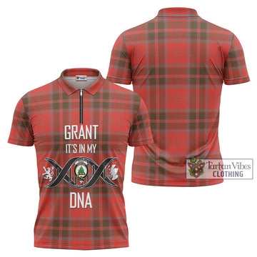 Grant Weathered Tartan Zipper Polo Shirt with Family Crest DNA In Me Style