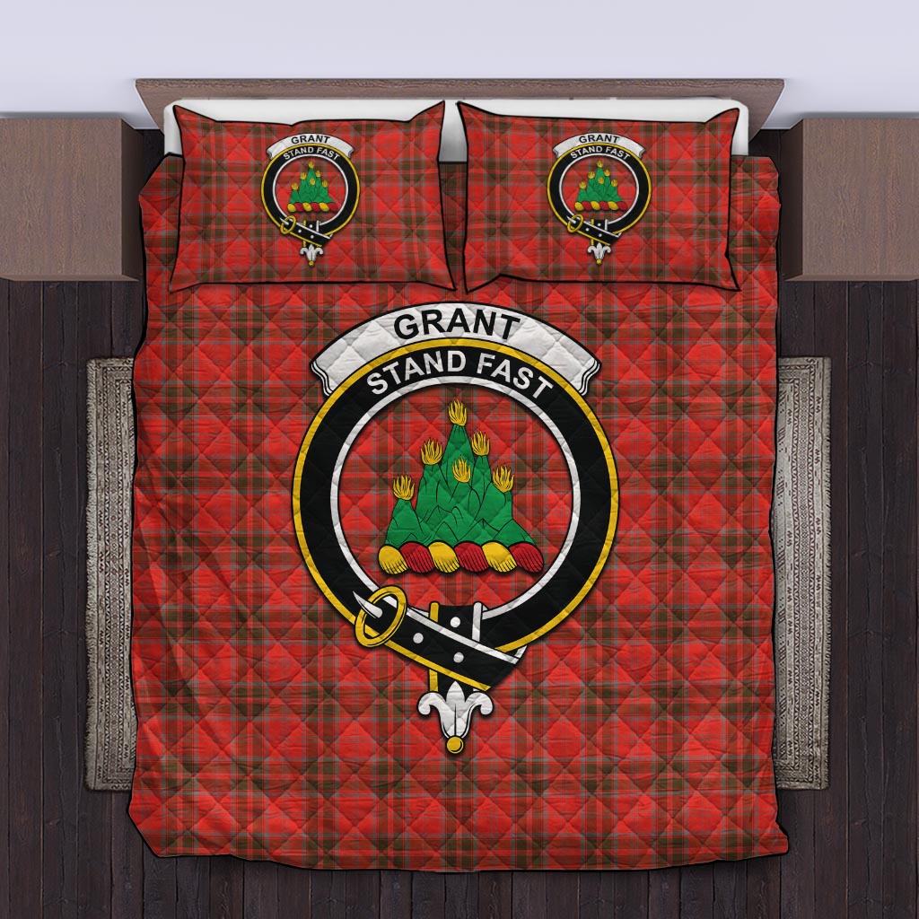 Grant Weathered Tartan Quilt Bed Set with Family Crest Twin - Tartanvibesclothing