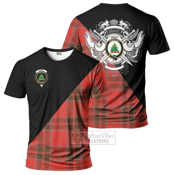 Grant Weathered Tartan T-Shirt with Family Crest and Military Logo Style