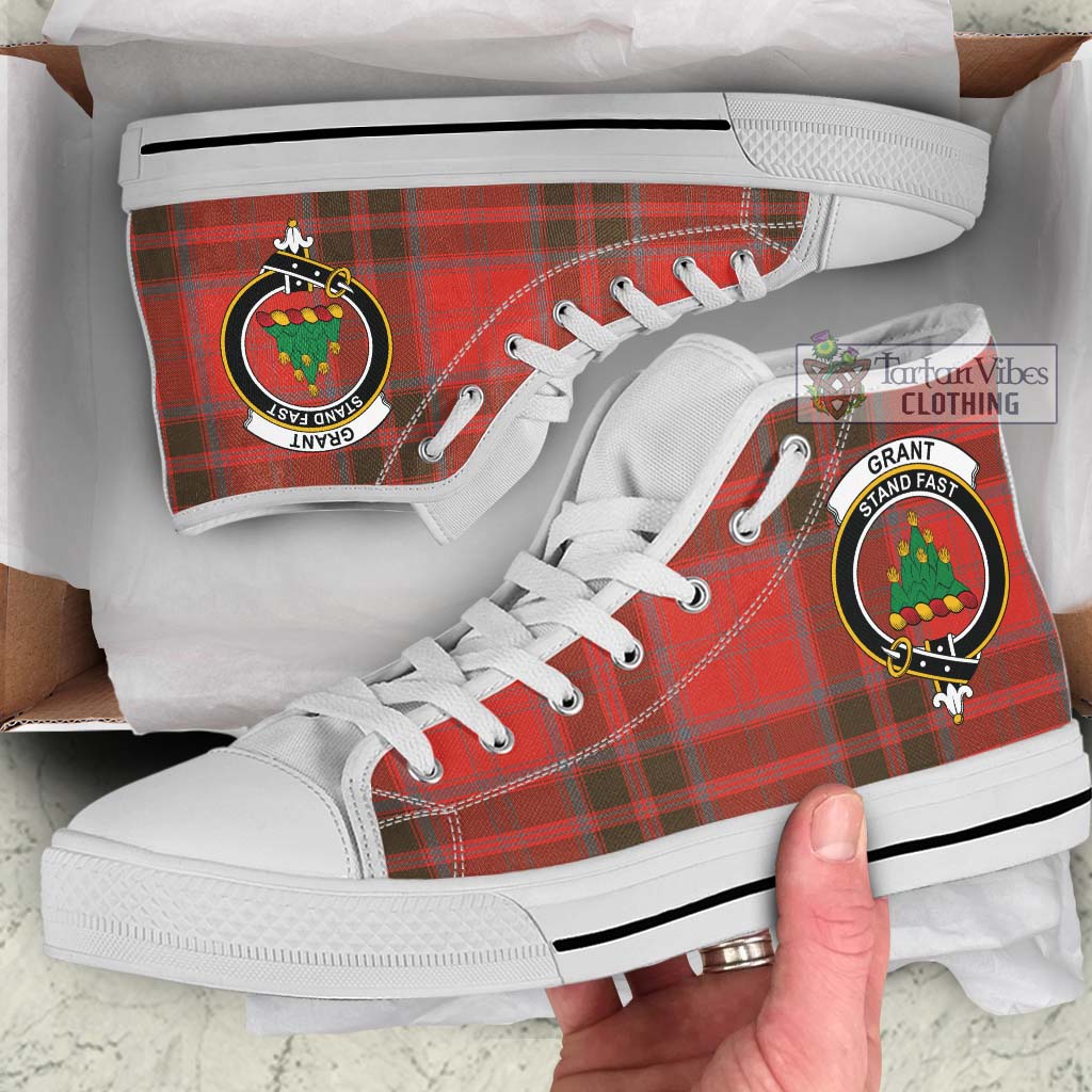 Tartan Vibes Clothing Grant Weathered Tartan High Top Shoes with Family Crest