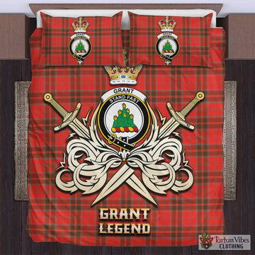 Grant Weathered Tartan Bedding Set with Clan Crest and the Golden Sword of Courageous Legacy