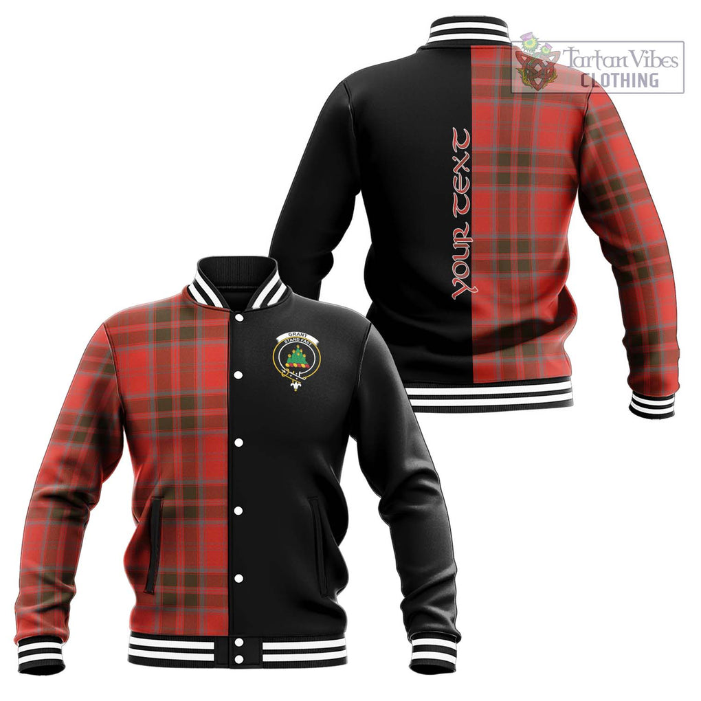 Grant Weathered Tartan Baseball Jacket with Family Crest and Half Of Me Style Unisex - Tartanvibesclothing Shop