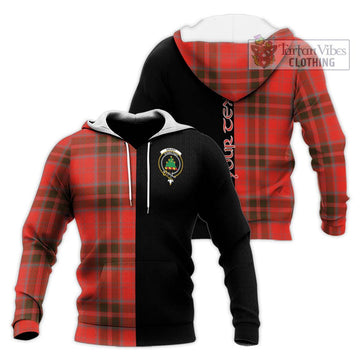 Grant Weathered Tartan Knitted Hoodie with Family Crest and Half Of Me Style