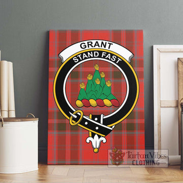 Grant Weathered Tartan Canvas Print Wall Art with Family Crest