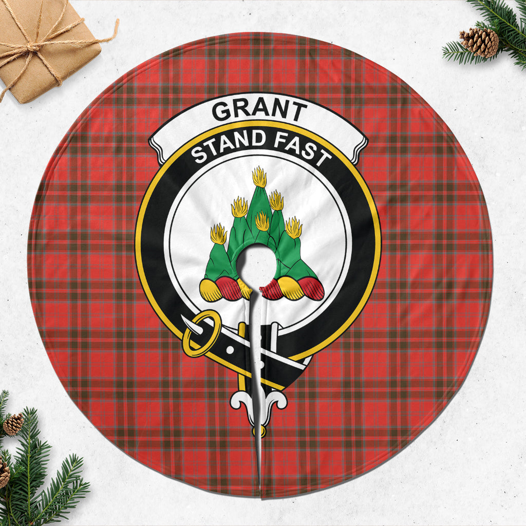 Grant Weathered Tartan Christmas Tree Skirt with Family Crest - Tartanvibesclothing