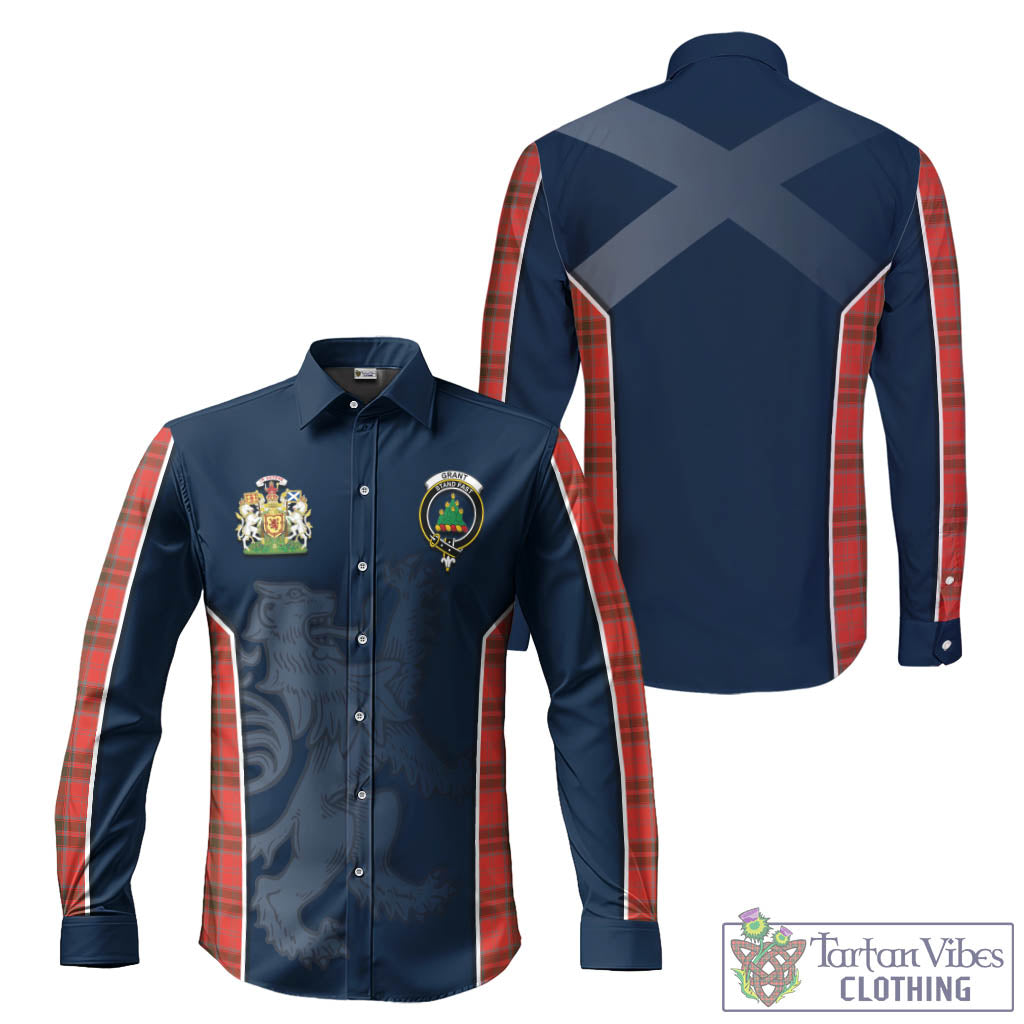 Tartan Vibes Clothing Grant Weathered Tartan Long Sleeve Button Up Shirt with Family Crest and Lion Rampant Vibes Sport Style