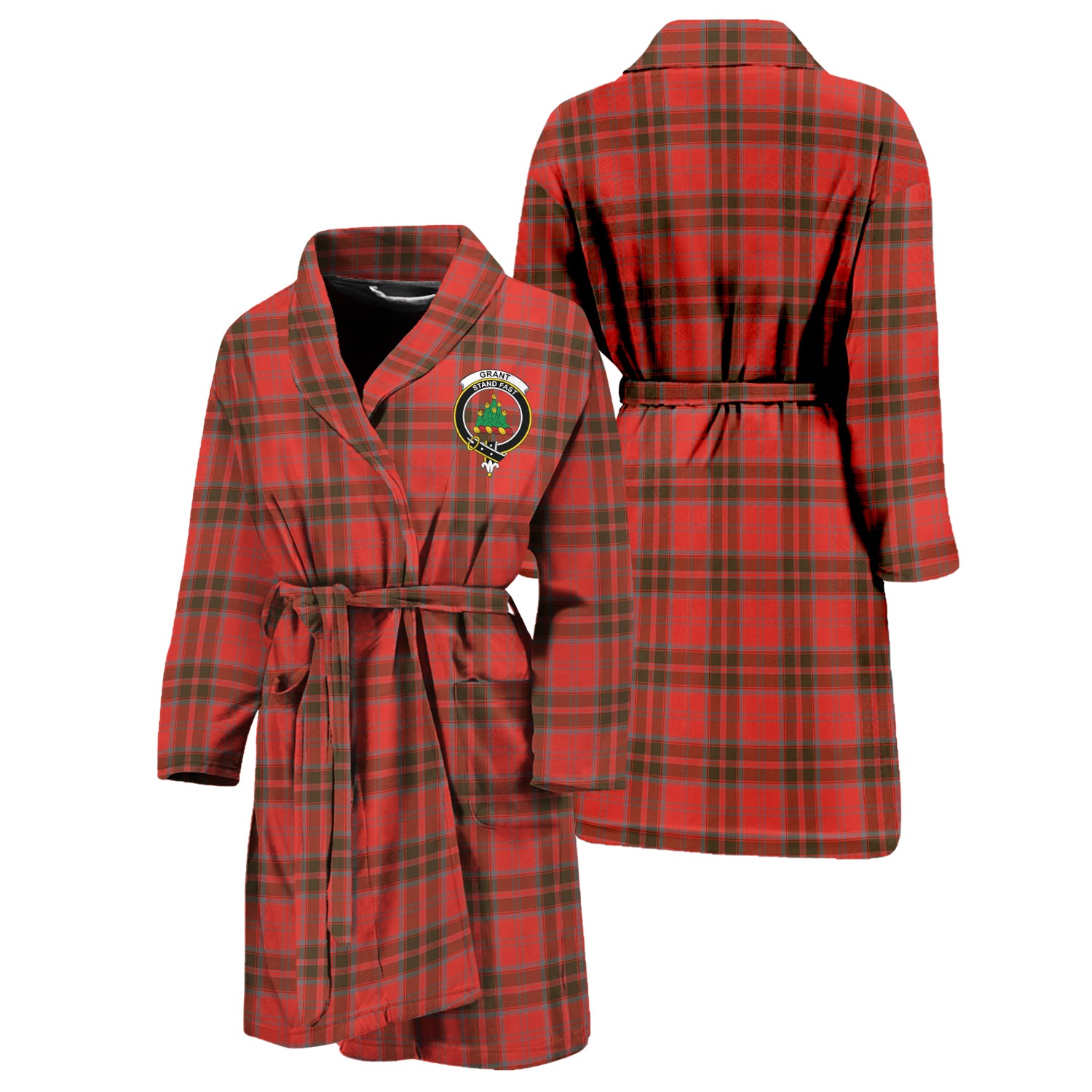 Grant Weathered Tartan Bathrobe with Family Crest Unisex S - Tartan Vibes Clothing