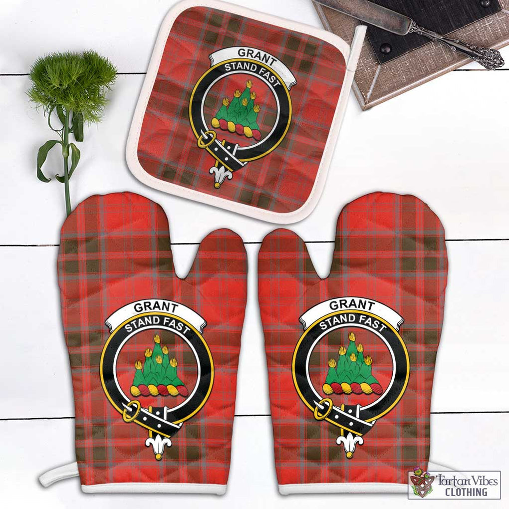 Grant Weathered Tartan Combo Oven Mitt & Pot-Holder with Family Crest Combo 1 Oven Mitt & 1 Pot-Holder White - Tartan Vibes Clothing