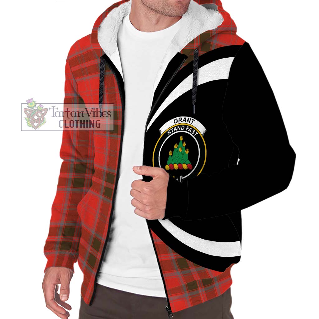 Grant Weathered Tartan Sherpa Hoodie with Family Crest Circle Style Unisex S - Tartan Vibes Clothing