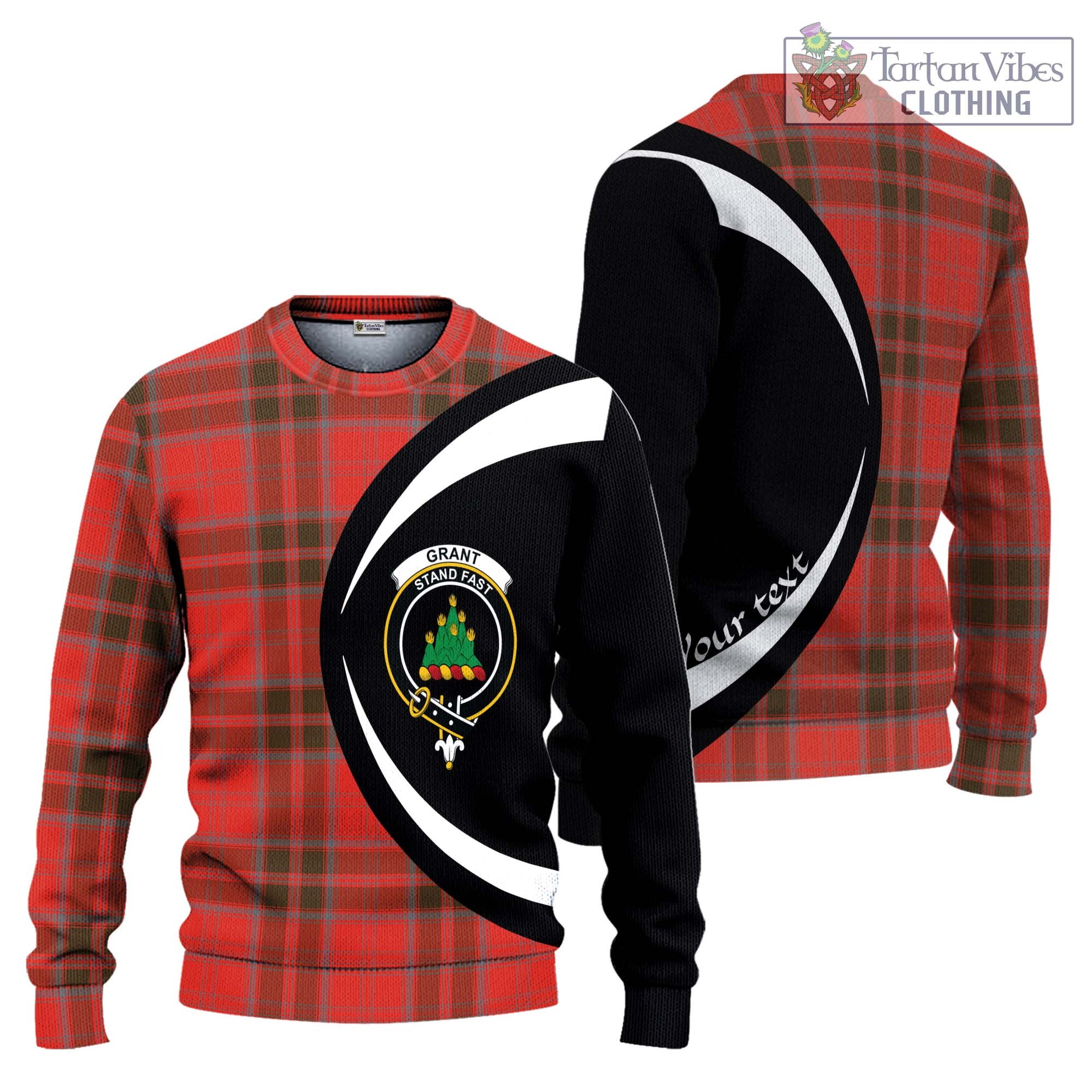 Grant Weathered Tartan Ugly Sweater with Family Crest Circle Style Unisex - Tartan Vibes Clothing