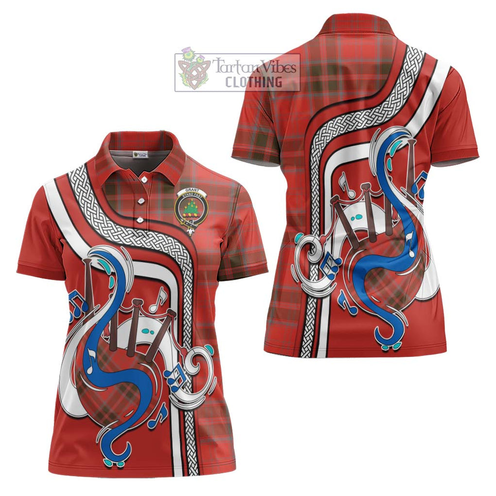 Grant Weathered Tartan Women's Polo Shirt with Epic Bagpipe Style Women - Tartanvibesclothing Shop