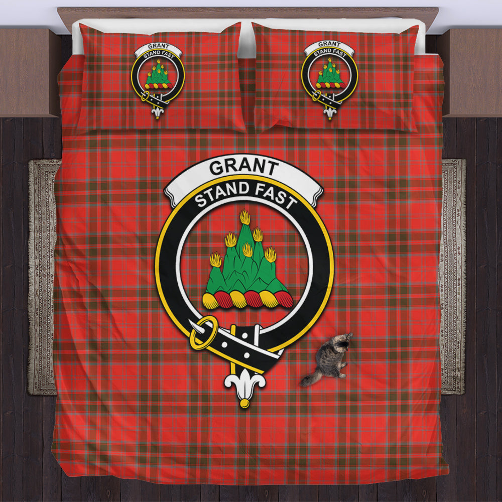 Grant Weathered Tartan Bedding Set with Family Crest US Bedding Set - Tartan Vibes Clothing