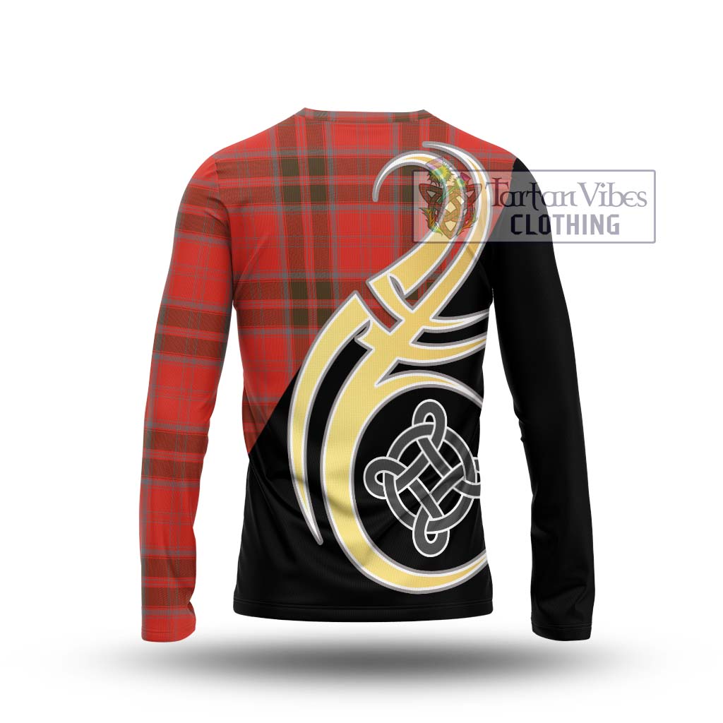 Grant Weathered Tartan Long Sleeve T-Shirt with Family Crest and Celtic Symbol Style - Tartan Vibes Clothing