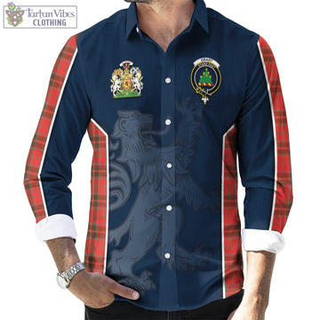 Grant Weathered Tartan Long Sleeve Button Up Shirt with Family Crest and Lion Rampant Vibes Sport Style