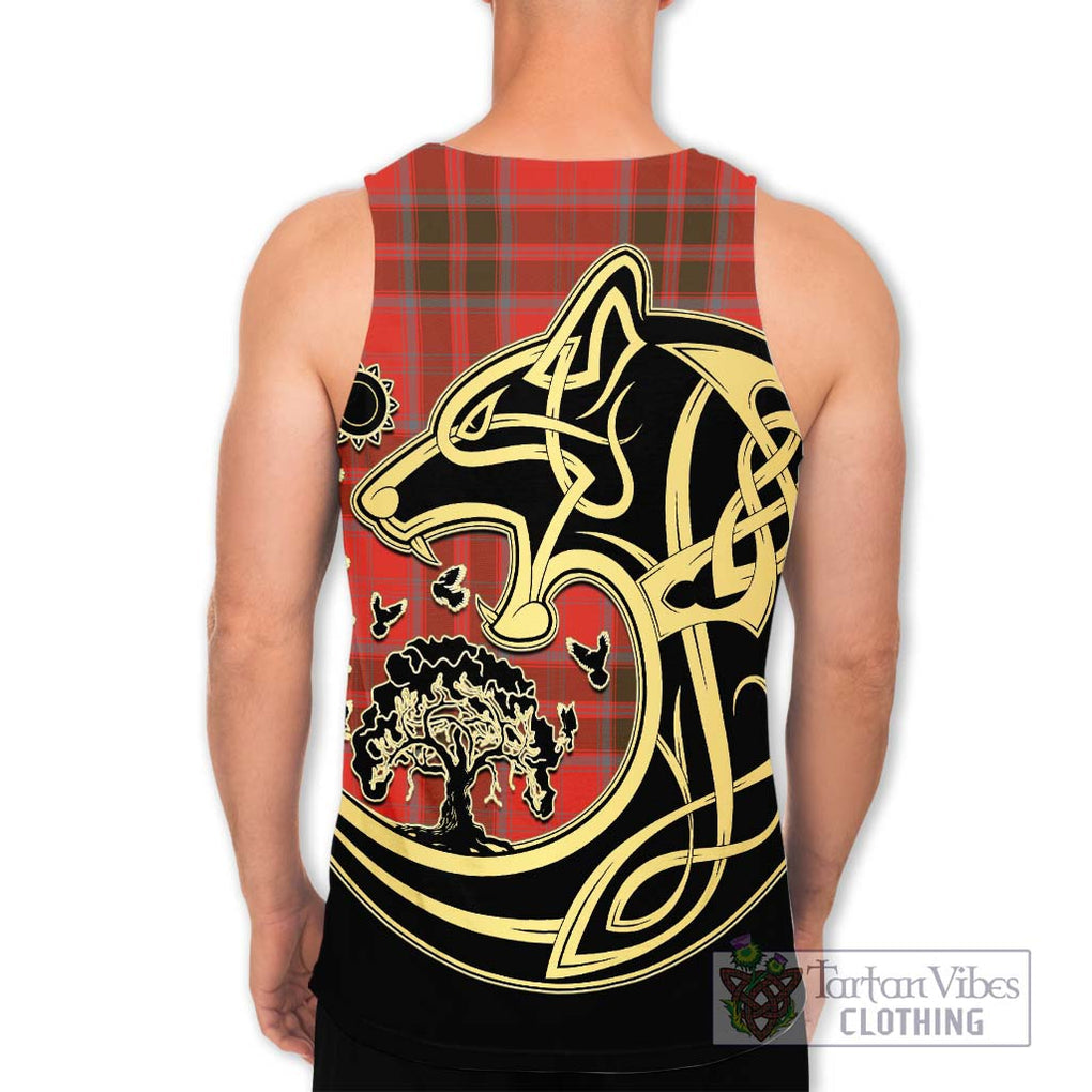 Grant Weathered Tartan Men's Tank Top with Family Crest Celtic Wolf Style - Tartan Vibes Clothing