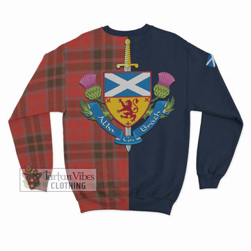 Grant Weathered Tartan Sweatshirt Alba with Scottish Lion Royal Arm Half Style