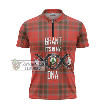 Grant Weathered Tartan Zipper Polo Shirt with Family Crest DNA In Me Style