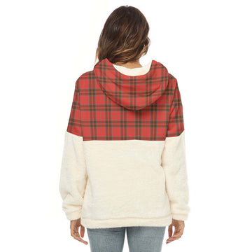 Grant Weathered Tartan Women's Borg Fleece Hoodie With Half Zip with Family Crest