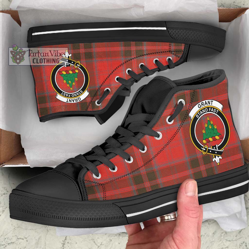 Tartan Vibes Clothing Grant Weathered Tartan High Top Shoes with Family Crest