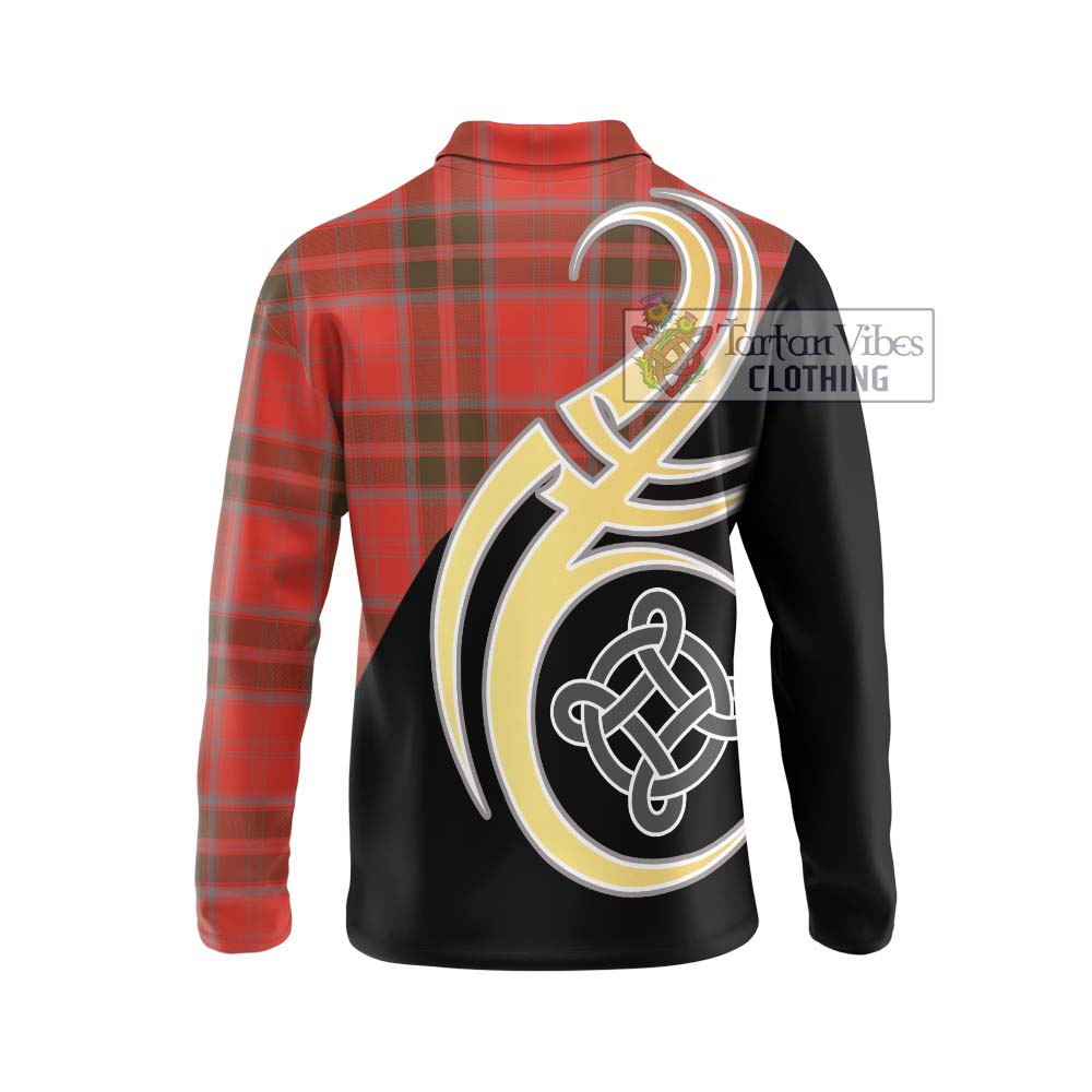 Grant Weathered Tartan Long Sleeve Polo Shirt with Family Crest and Celtic Symbol Style - Tartan Vibes Clothing