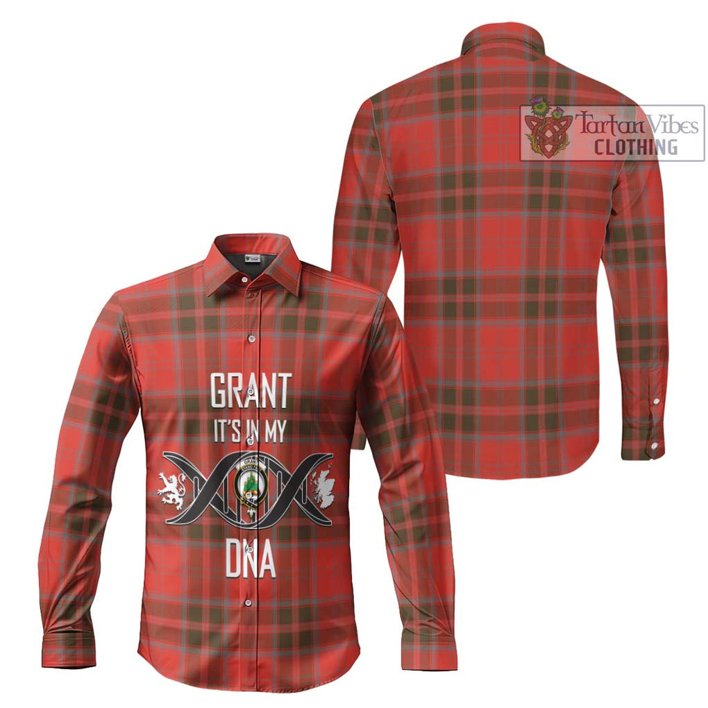 Grant Weathered Tartan Long Sleeve Button Shirt with Family Crest DNA In Me Style Men's Shirt - Tartanvibesclothing Shop