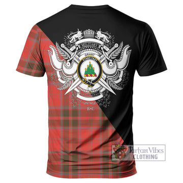 Grant Weathered Tartan T-Shirt with Family Crest and Military Logo Style