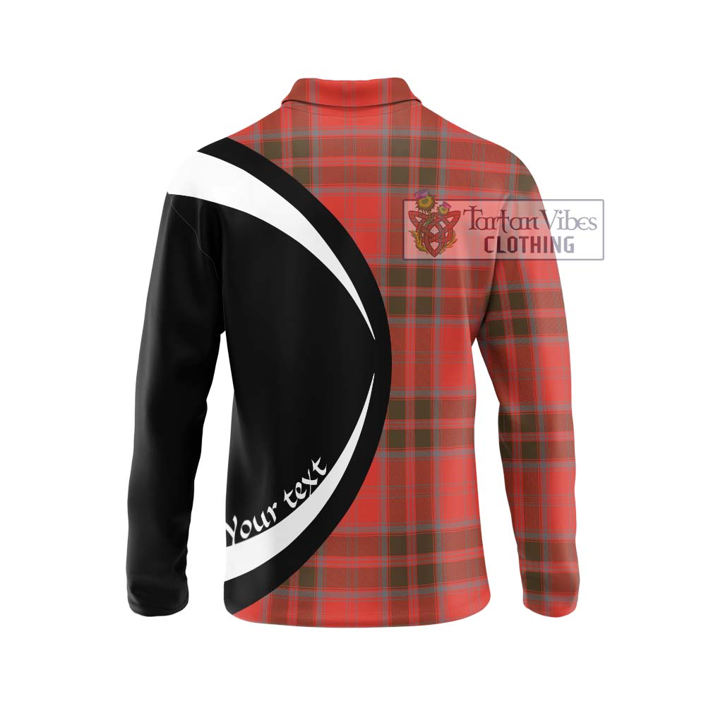 Grant Weathered Tartan Long Sleeve Polo Shirt with Family Crest Circle Style - Tartan Vibes Clothing