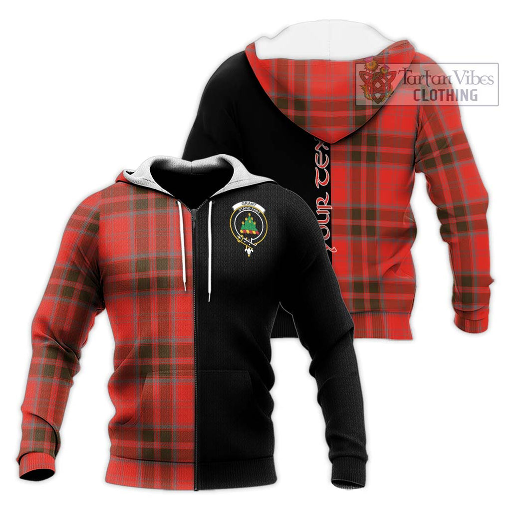 Grant Weathered Tartan Knitted Hoodie with Family Crest and Half Of Me Style Unisex Knitted Zip Hoodie - Tartanvibesclothing Shop