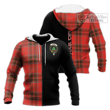 Grant Weathered Tartan Knitted Hoodie with Family Crest and Half Of Me Style