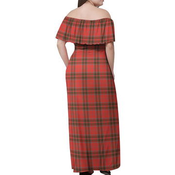 Grant Weathered Tartan Off Shoulder Long Dress