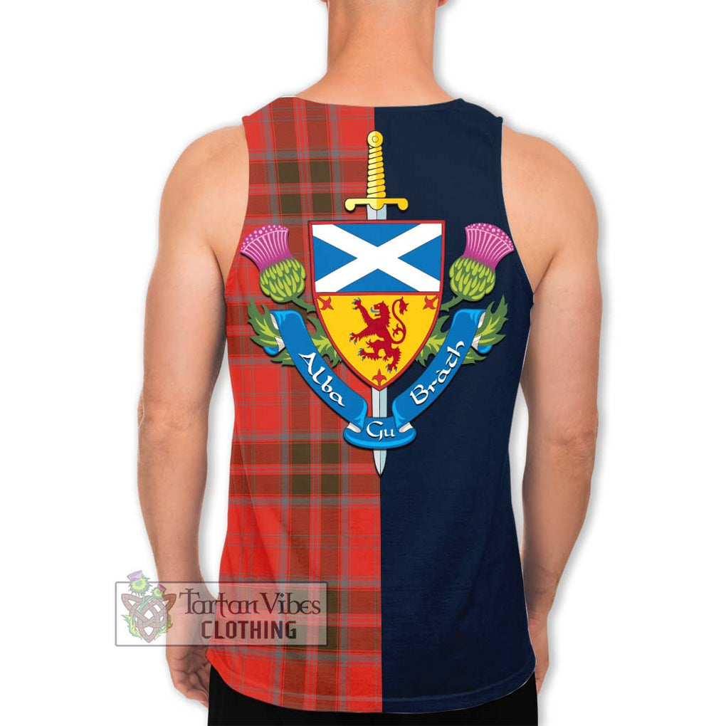 Tartan Vibes Clothing Grant Weathered Tartan Men's Tank Top with Scottish Lion Royal Arm Half Style